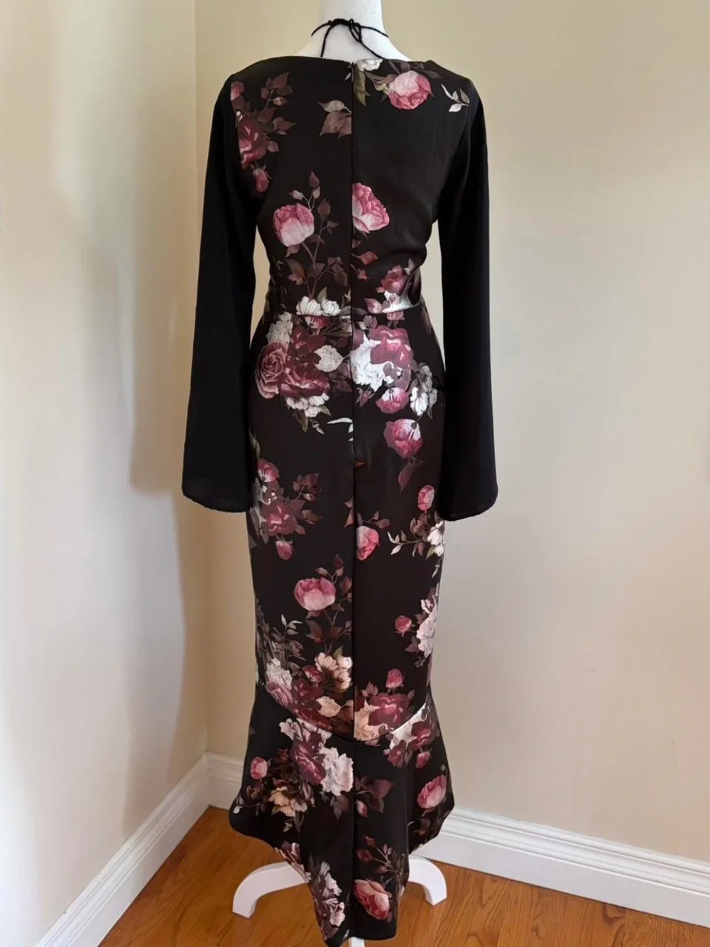 Vintage Y2K goth floral maxi dress romantic vamp black formal prom whimsygoth 8 - Picture 8 of 11